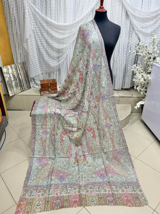 Qalamkar Shawl on Toosh Base | Made in Kashmir Multicolor Floral Design | Q103