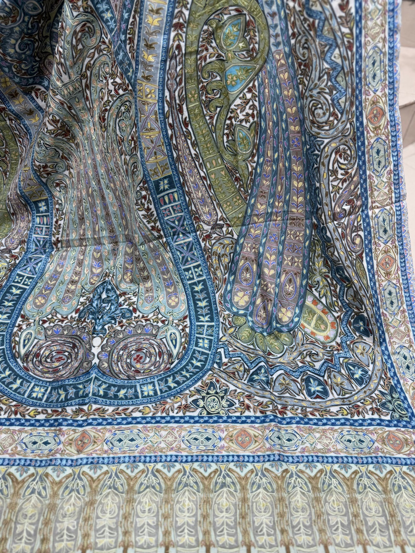 Qalamkar Shawl on Toosh Base | Made in Kashmir Multicolor Floral Design | Q101