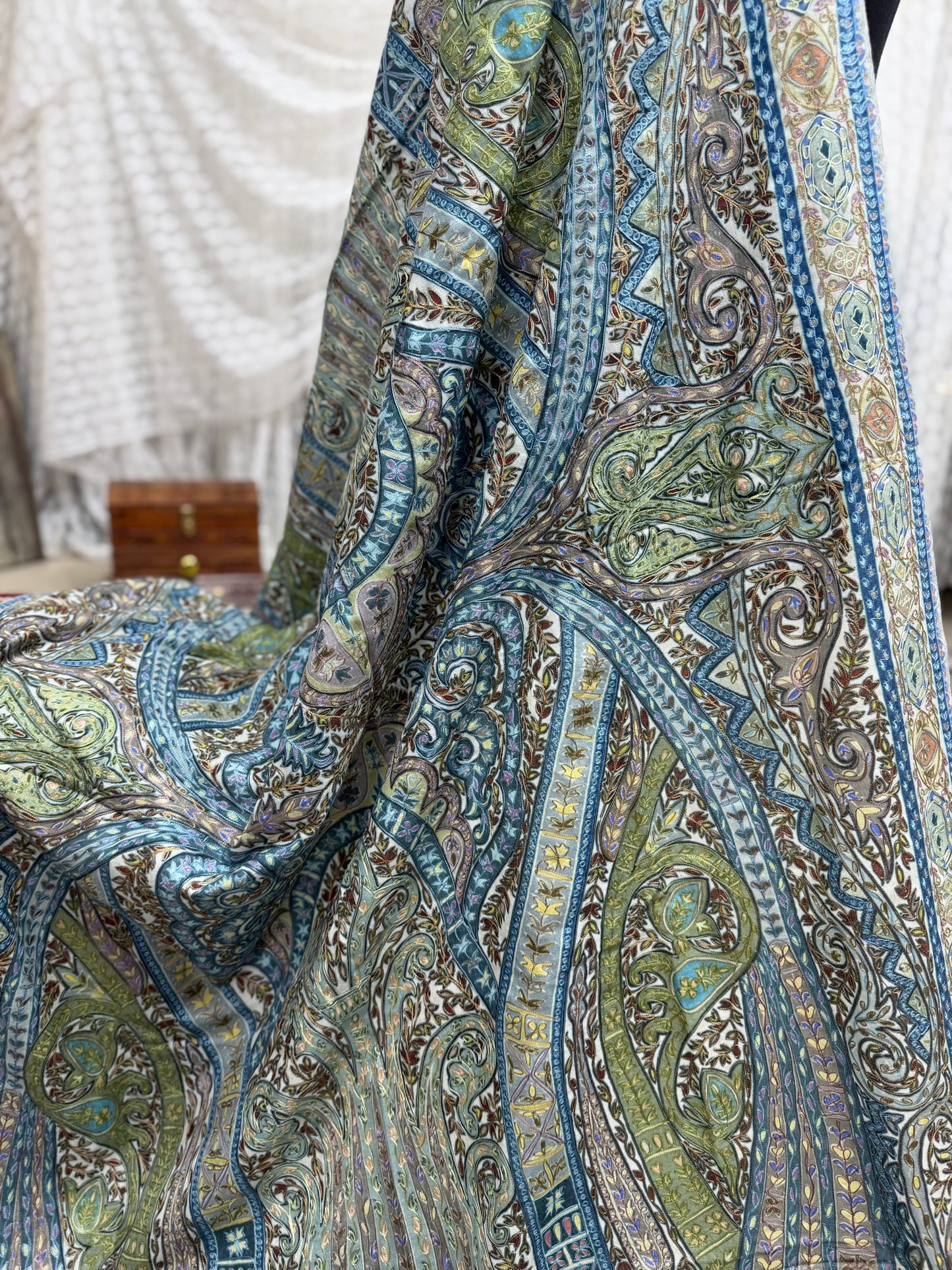 Qalamkar Shawl on Toosh Base | Made in Kashmir Multicolor Floral Design | Q101