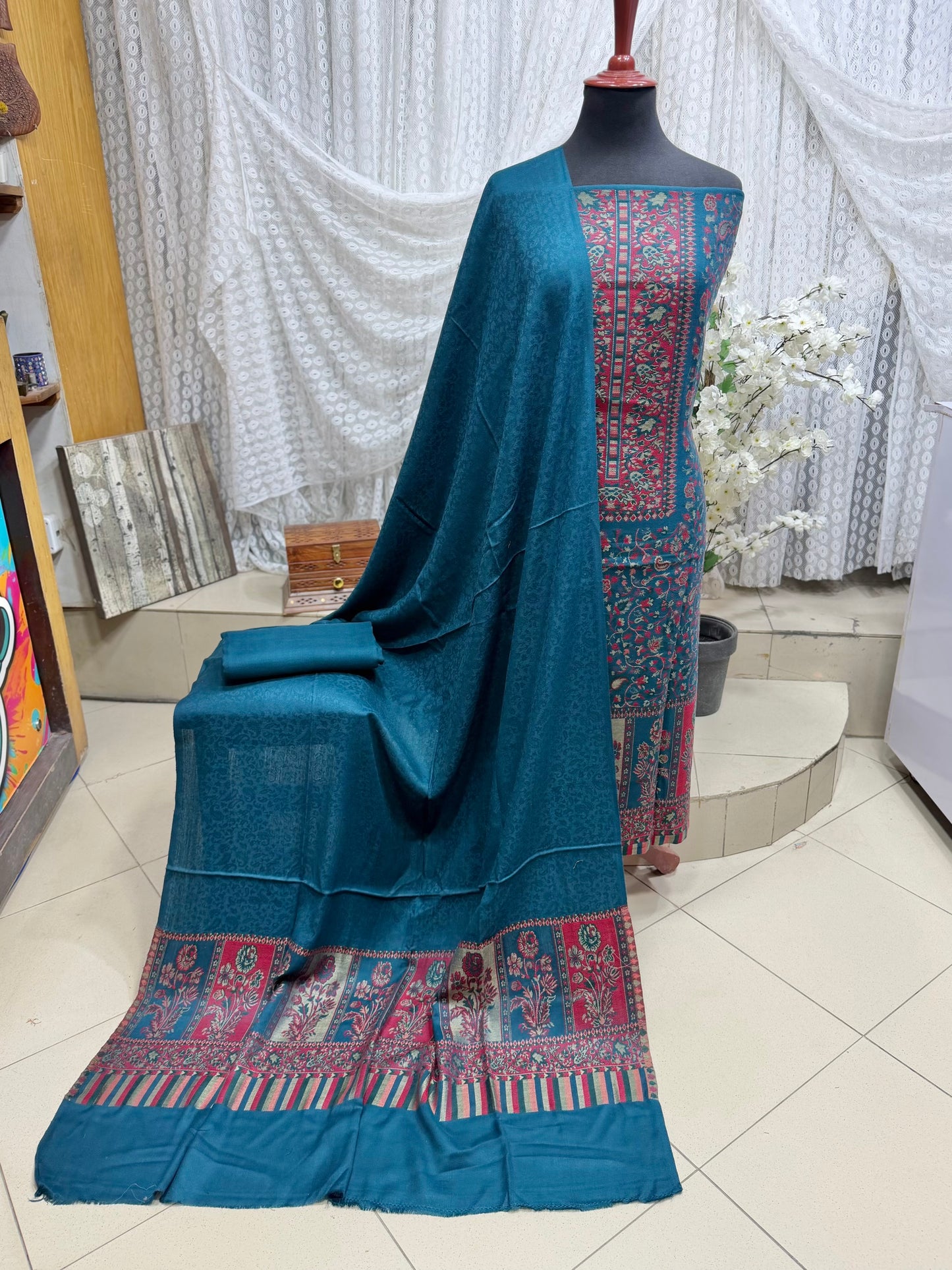 New Kani Pashmina Allover Design 3 Piece Unstitched Suit | Zinc