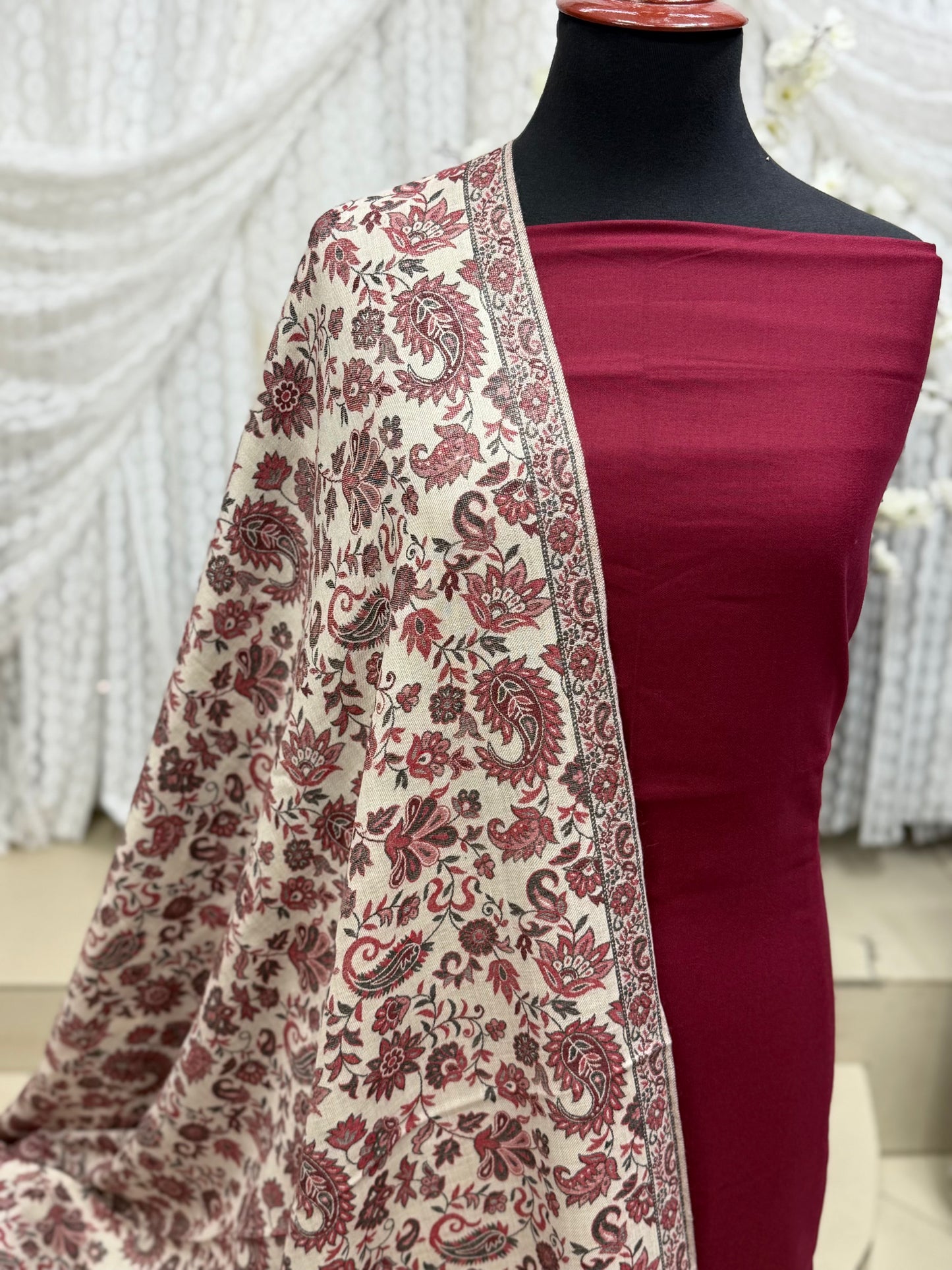 3 Piece Kani Shawl Suit | Plain Marina Suit With Kani Pashmina Shawl Perfect Gift