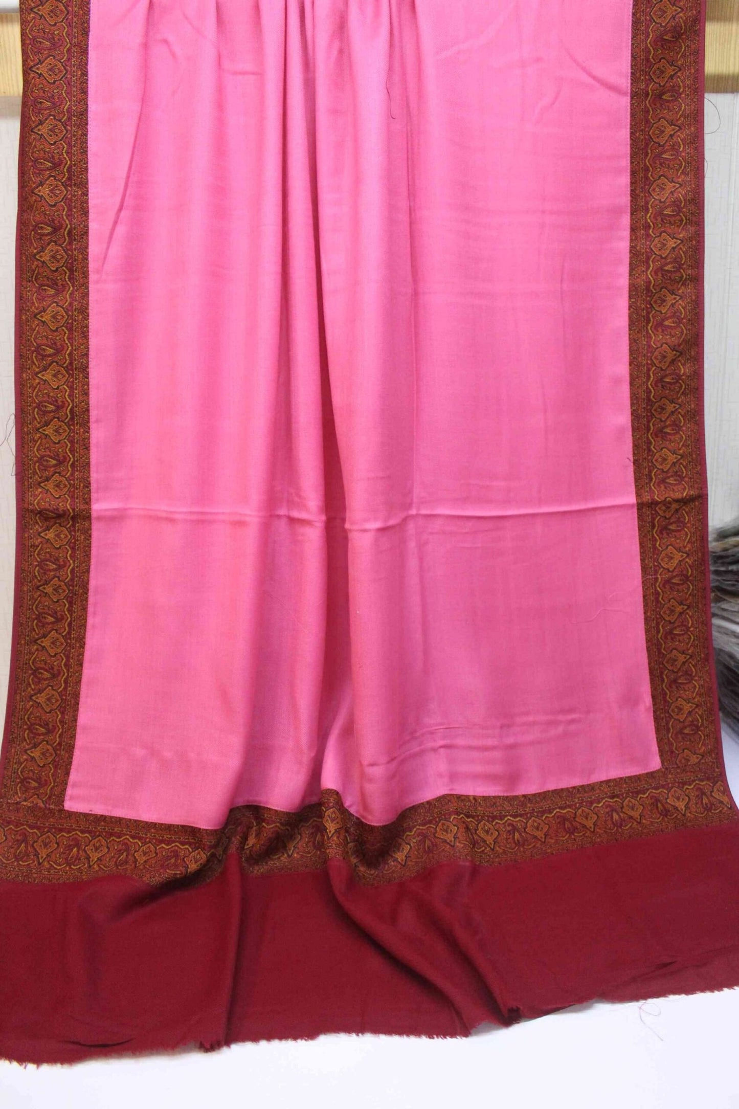 Kani Border Pashmina Shawl | Perfect Gift Item in Sale Price | Pink