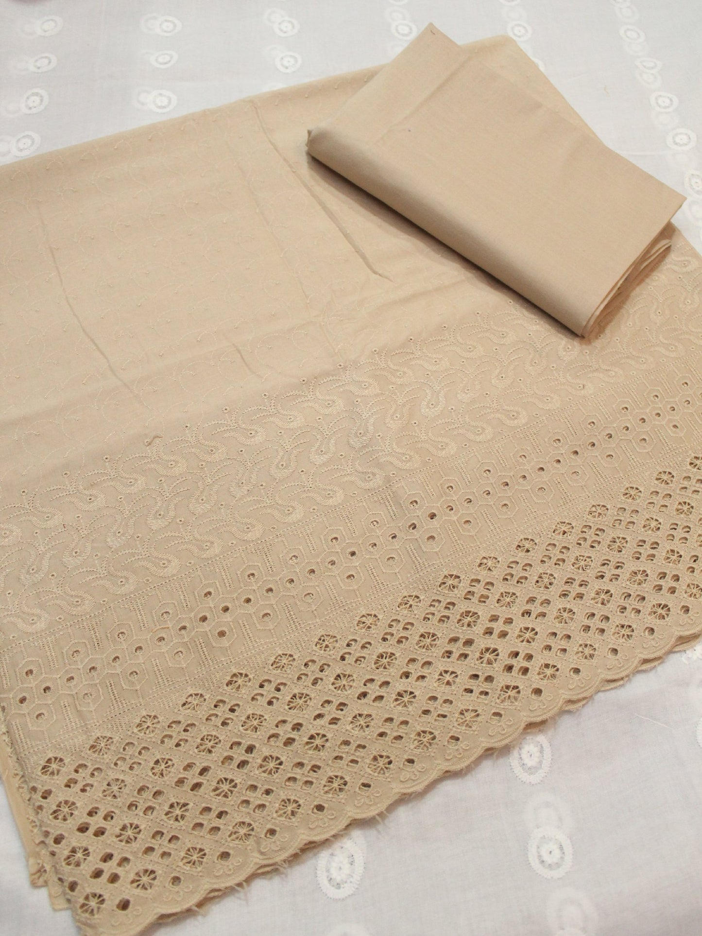 Chikankari Lawn 2 Piece Suit Daman Bore Long Length Suit | Light Skin