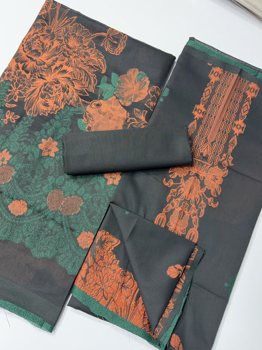 3 Piece Lawn Kani Suit With Same Lawn Dupatta | Black
