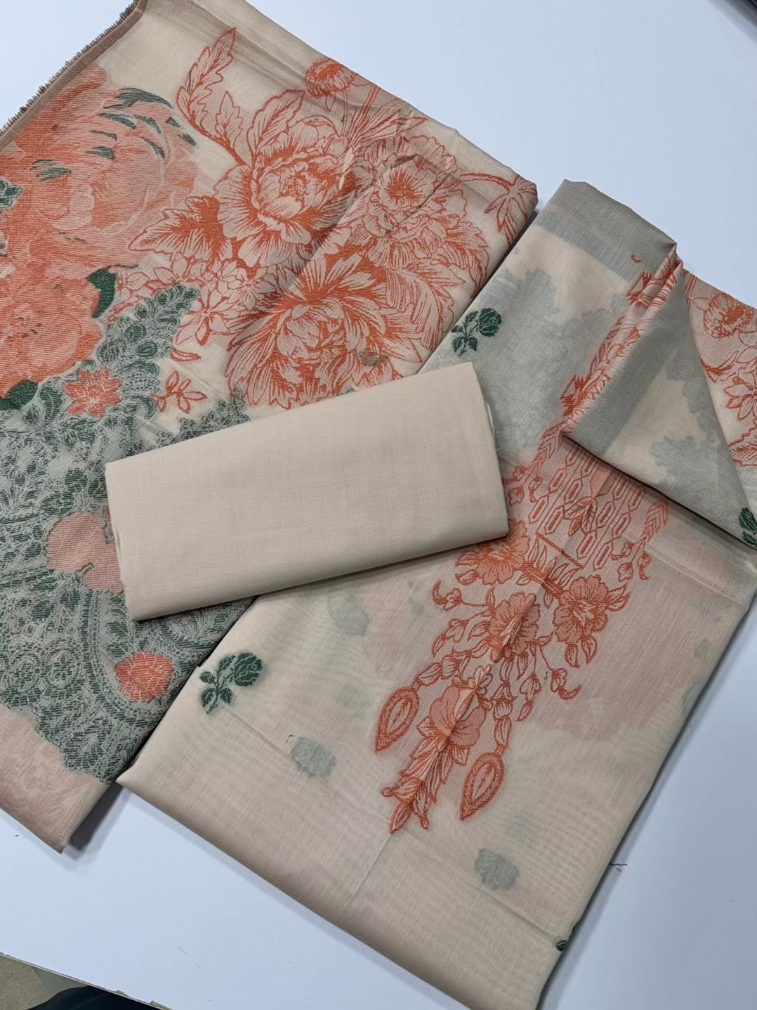 3 Piece Lawn Kani Suit With Same Lawn Dupatta | Skin