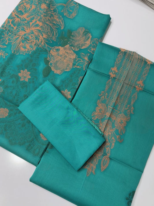 3 Piece Lawn Kani Suit With Same Lawn Dupatta | Sea Green