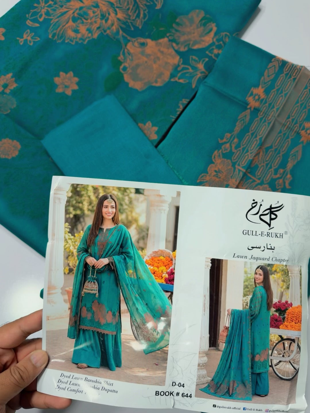 3 Piece Lawn Kani Suit With Same Lawn Dupatta | Sea Green