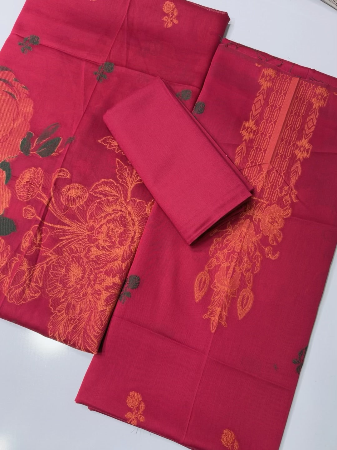 3 Piece Lawn Kani Suit With Same Lawn Dupatta | Hot Pink