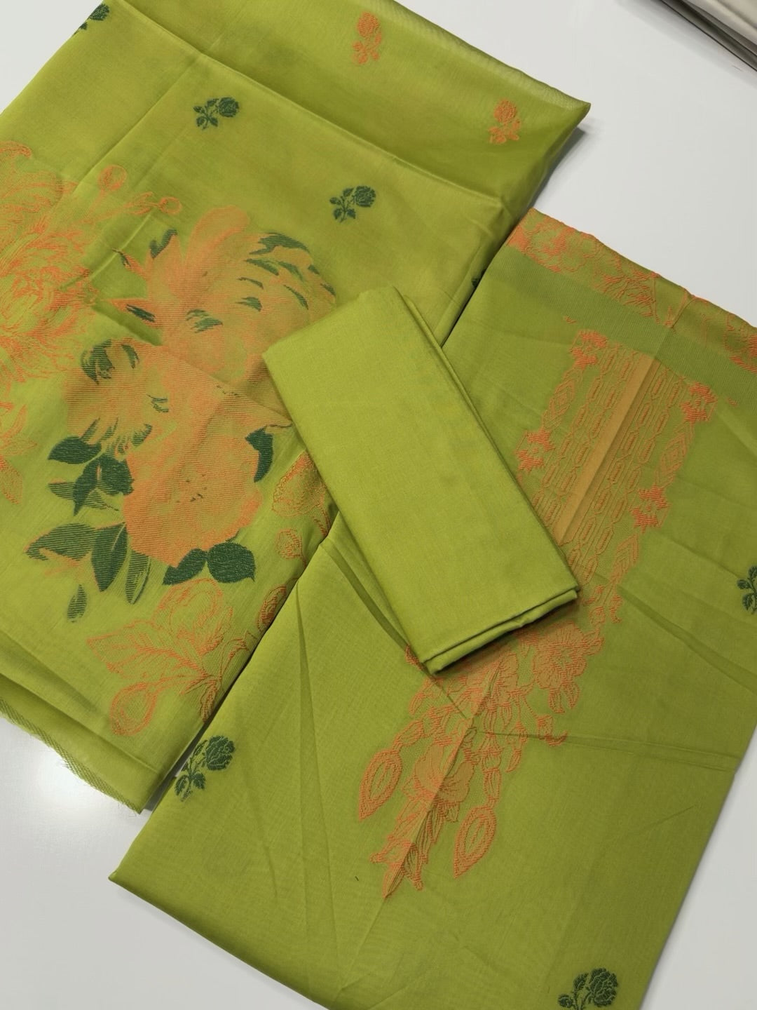 3 Piece Lawn Kani Suit With Same Lawn Dupatta | Mehndi Green