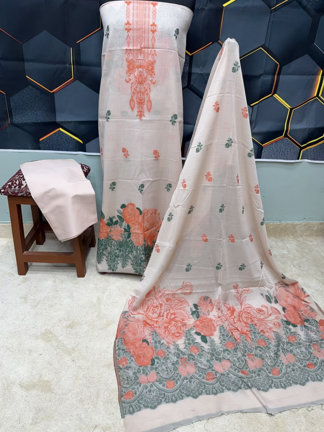 3 Piece Lawn Kani Suit With Same Lawn Dupatta | Skin
