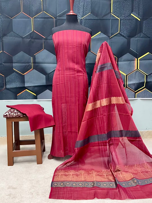 3 Piece Rangoli Lawn Suit With Lawn Kani Dupatta | Maroon New