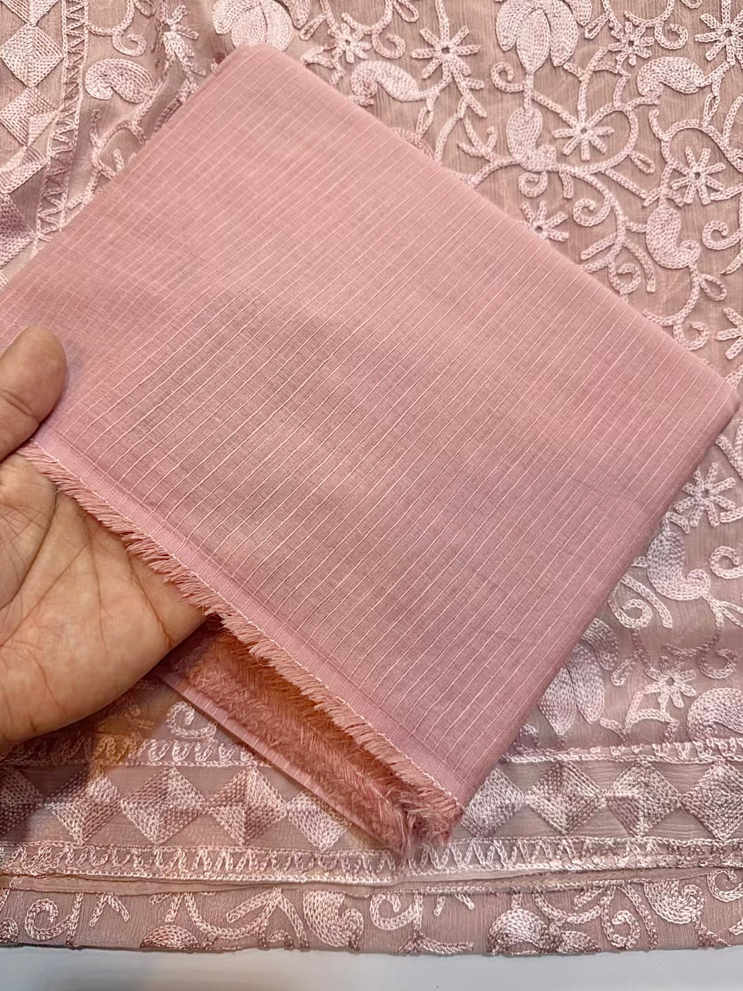 3 Piece Doria Lawn Suit With Chiffon Embroidered Dupatta | Light Pink
