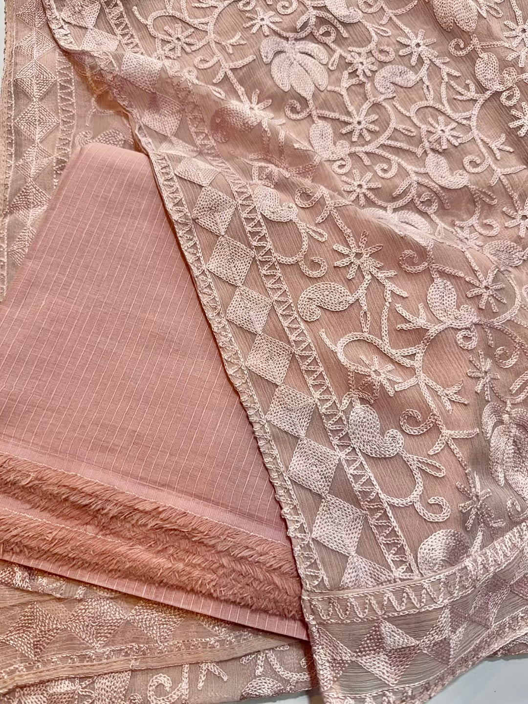 3 Piece Doria Lawn Suit With Chiffon Embroidered Dupatta | Light Pink