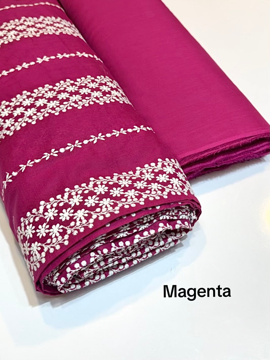 2 Piece Lawn Chikankari Suit 6 Yards Fabric | Magenta