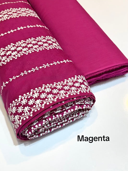 2 Piece Lawn Chikankari Suit 6 Yards Fabric | Magenta