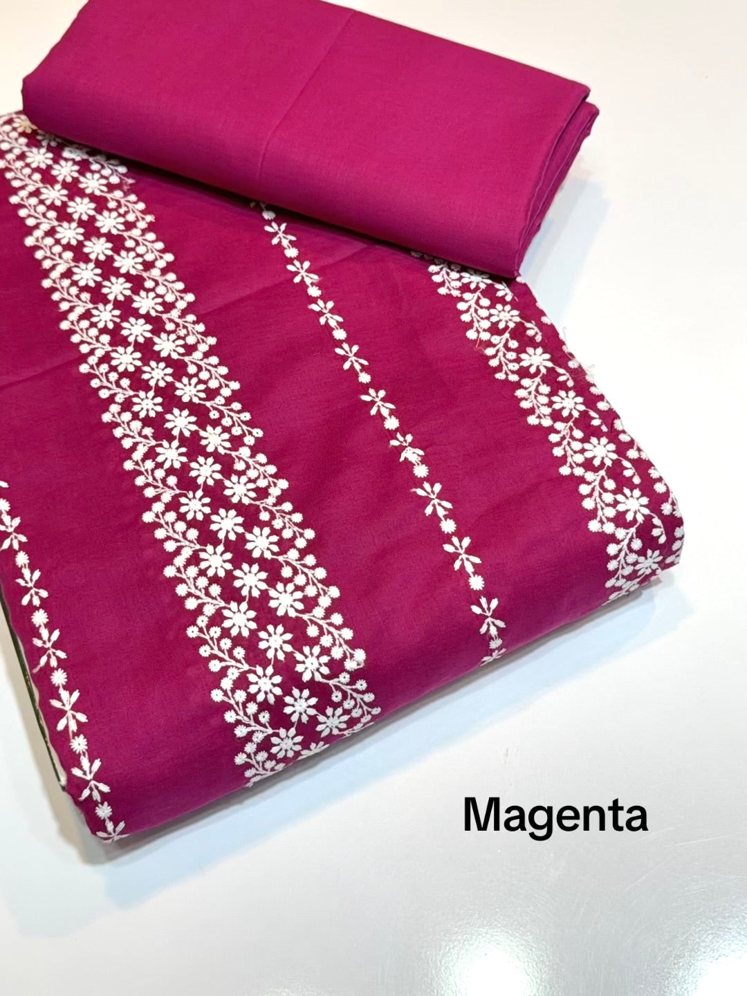 2 Piece Lawn Chikankari Suit 6 Yards Fabric | Magenta