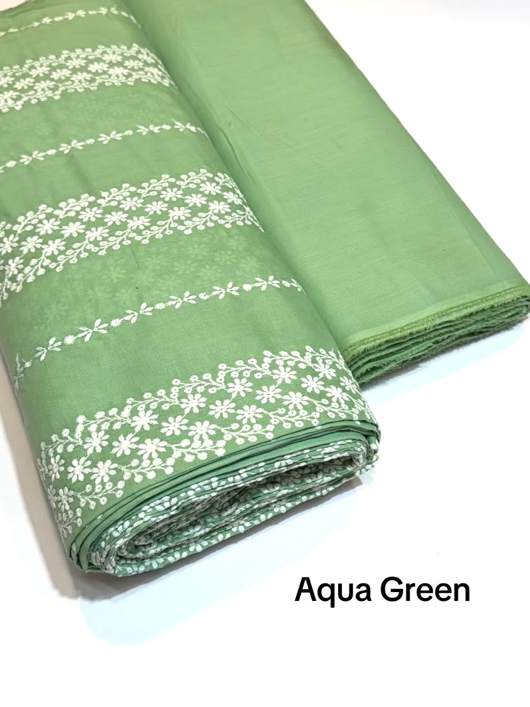 2 Piece Lawn Chikankari Suit 6 Yards Fabric | Aqua Green
