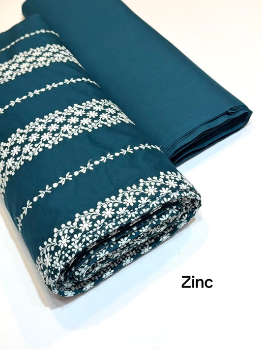 2 Piece Lawn Chikankari Suit 6 Yards Fabric | Zinc