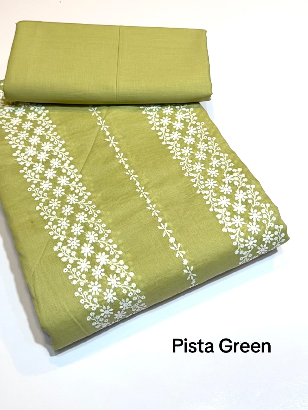 2 Piece Lawn Chikankari Suit 6 Yards Fabric | Pista Green