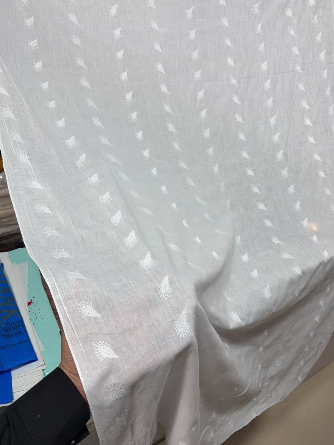 White Lawn Embroidered Dupatta Bouti Work Pure Lawn