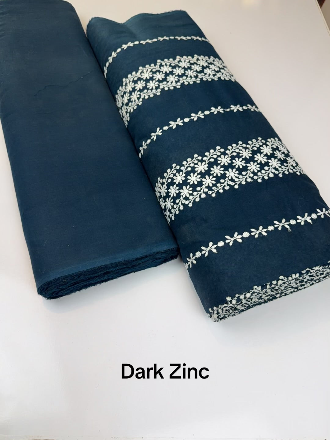 2 Piece Lawn Chikankari Suit 6 Yards Fabric | Dark Zinc