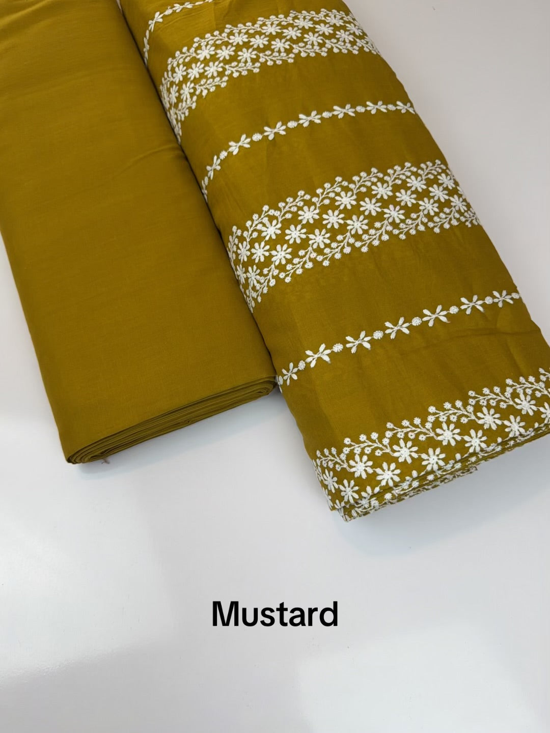 2 Piece Lawn Chikankari Suit 6 Yards Fabric | Mustard