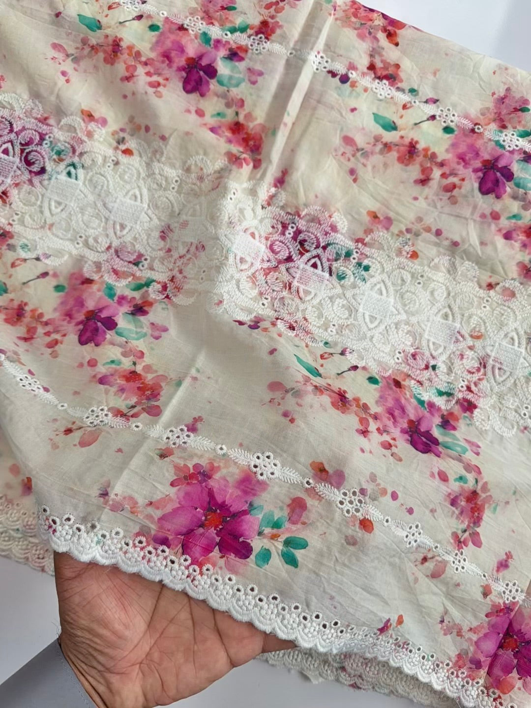 Chikankari Printed Shawl - Pure Lawn Full Size Shawl