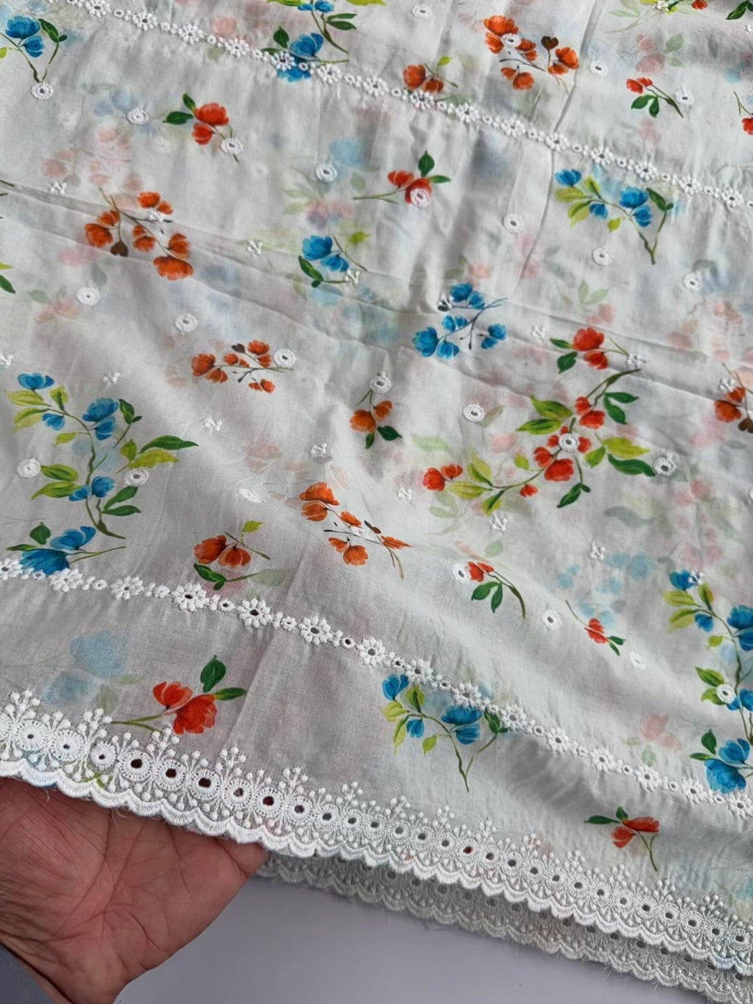 Chikankari Printed Shawl - Pure Lawn Full Size Shawl