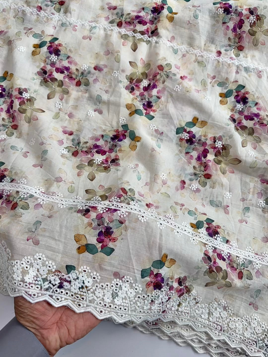 Chikankari Printed Shawl - Pure Lawn Full Size Shawl