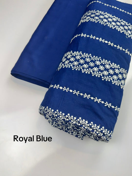 2 Piece Lawn Chikankari Suit 6 Yards Fabric | Royal Blue