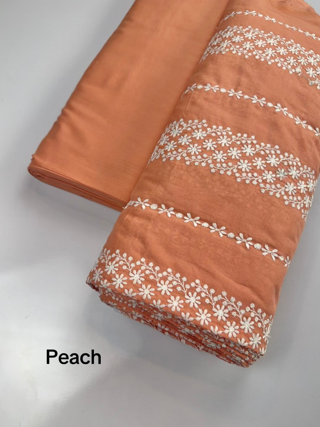 2 Piece Lawn Chikankari Suit 6 Yards Fabric | Peach