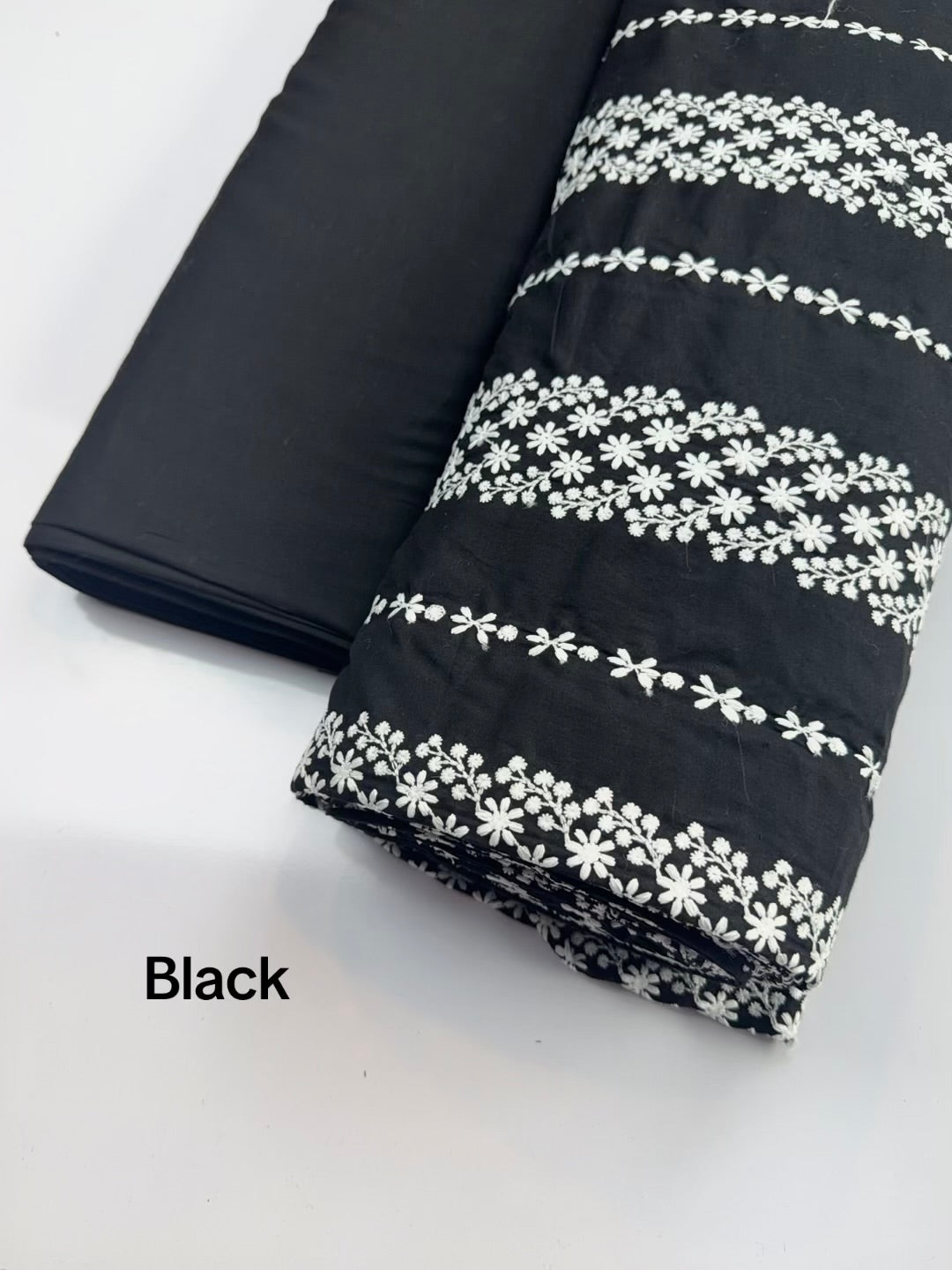 2 Piece Lawn Chikankari Suit 6 Yards Fabric | Black