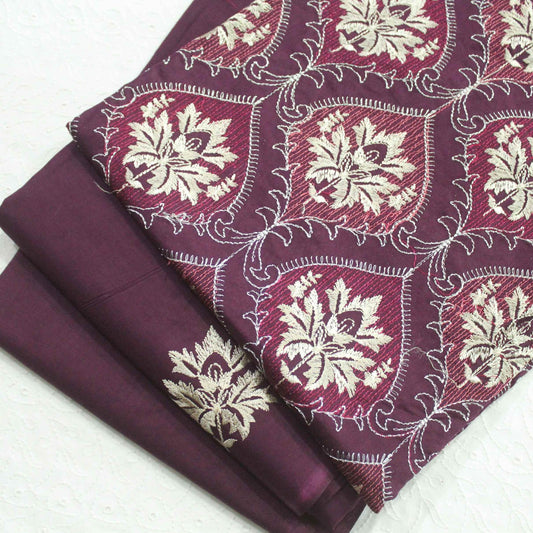Purple 2 Piece Embroidered Suit Breeze Lawn