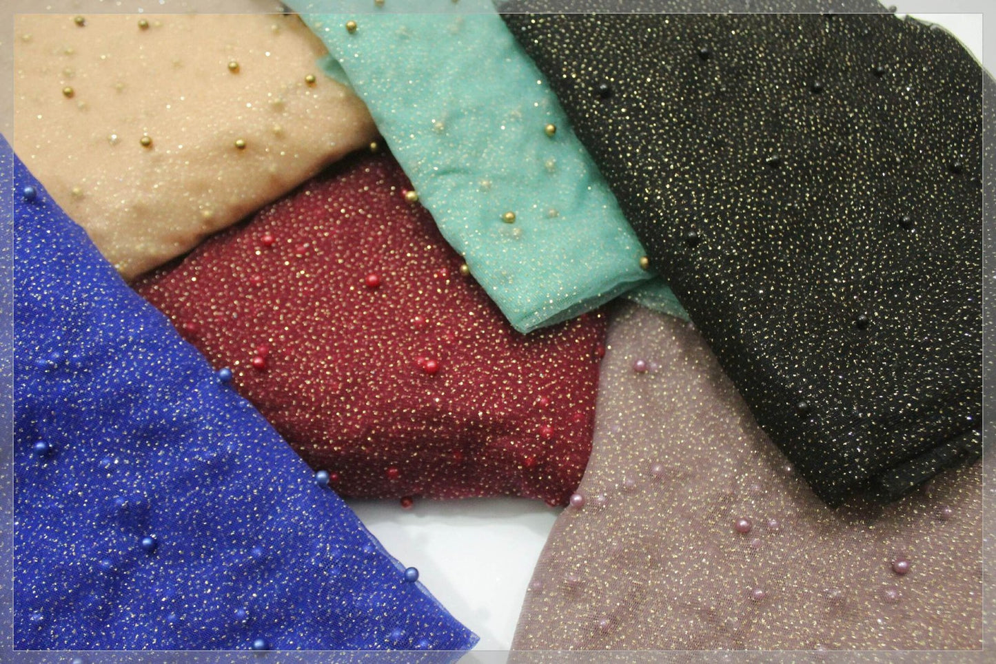 Net Fabric for Shirt Shimmer Net Beadwork 2.5 yards