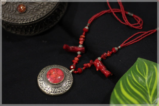 Necklace Real Stones - Red