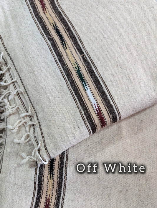Gents Shawl Thick Wool | Pure, Fine and Soft Wool Islampur Swat Khaddi Made Shawl Perfect Gift | Off White