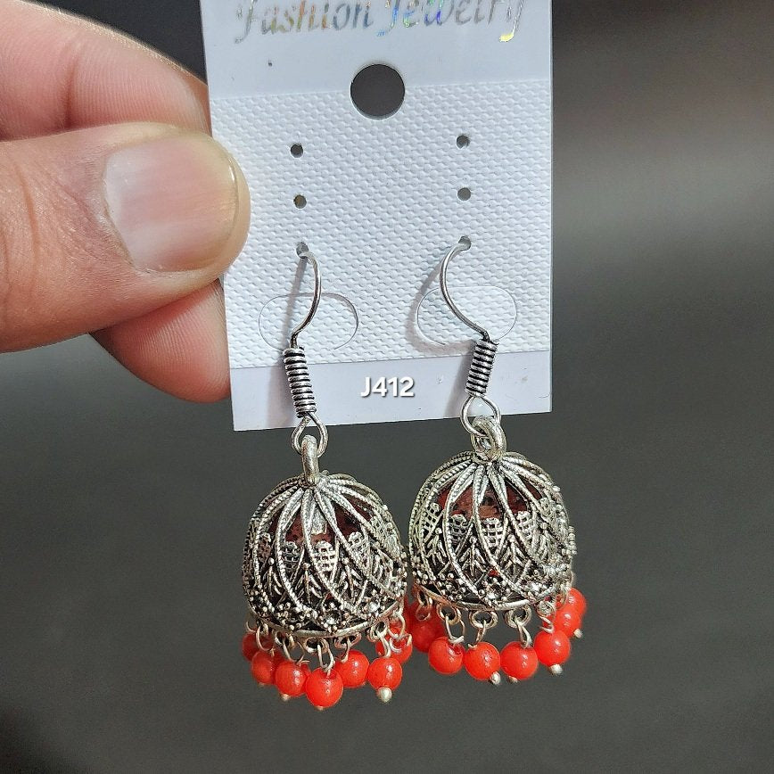 Large Oxidized Jhumkay Metal Earrings