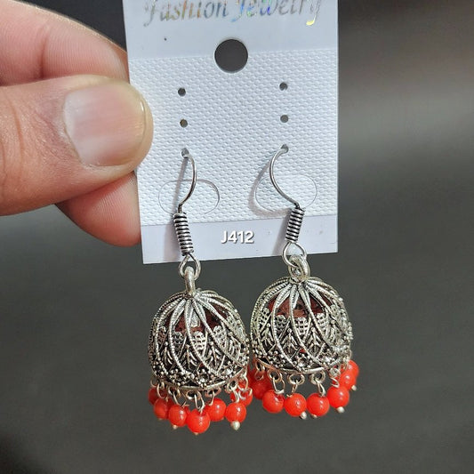 Large Oxidized Jhumkay Metal Earrings