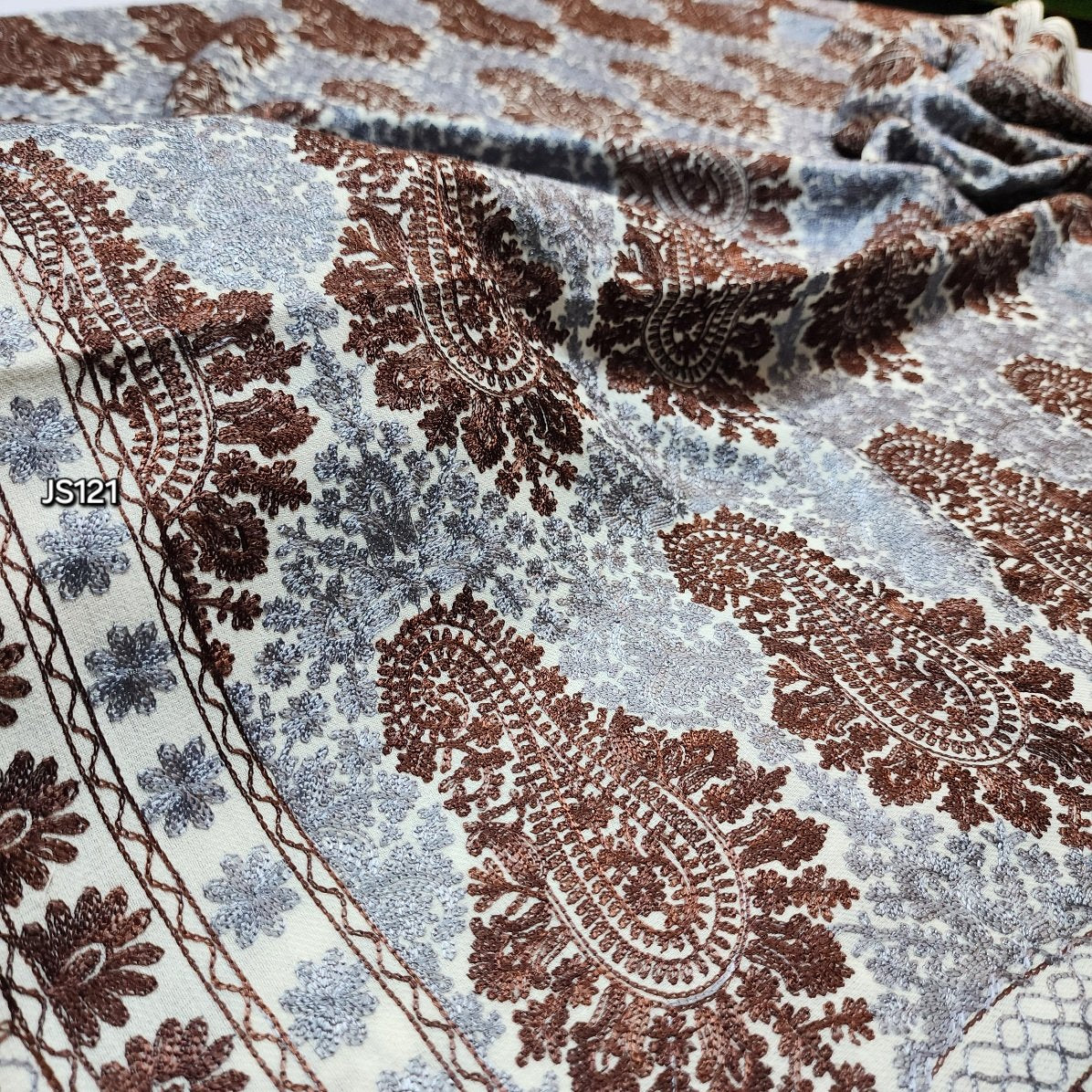 Paisley Embroidered Pashmina Full Size Shawl Beautiful Gift for Her 90*45 in