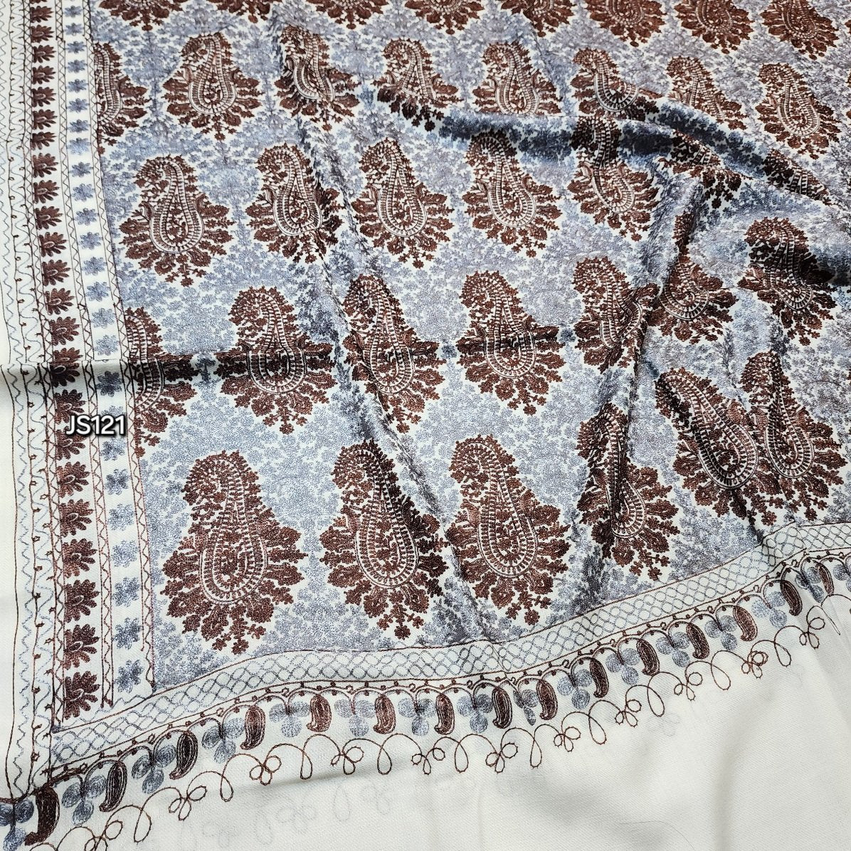 Paisley Embroidered Pashmina Full Size Shawl Beautiful Gift for Her 90*45 in