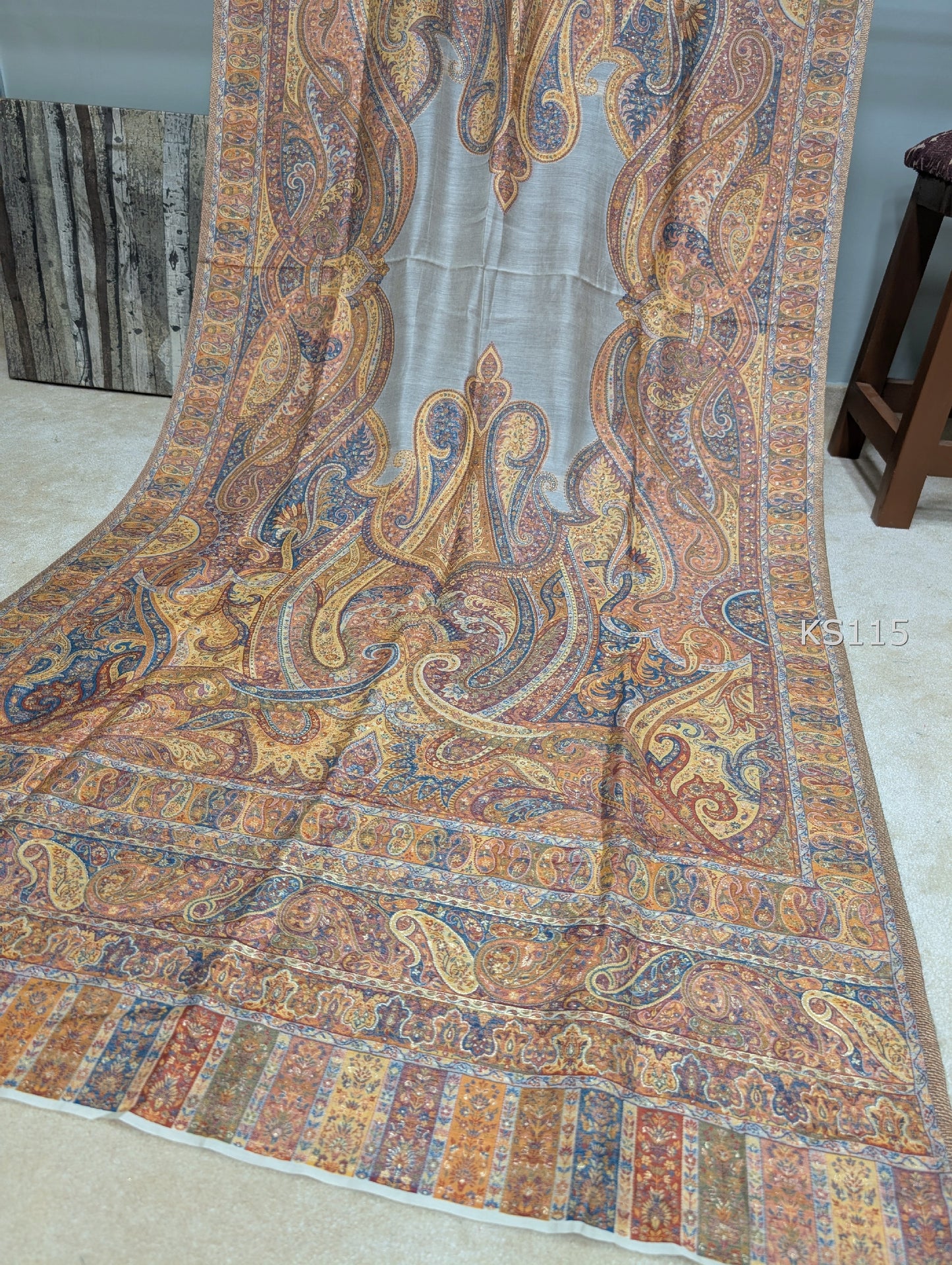 Luxury Kani Silk Shawl, Wedding Wrap Perfect Gift Made in Kashmir | KS115