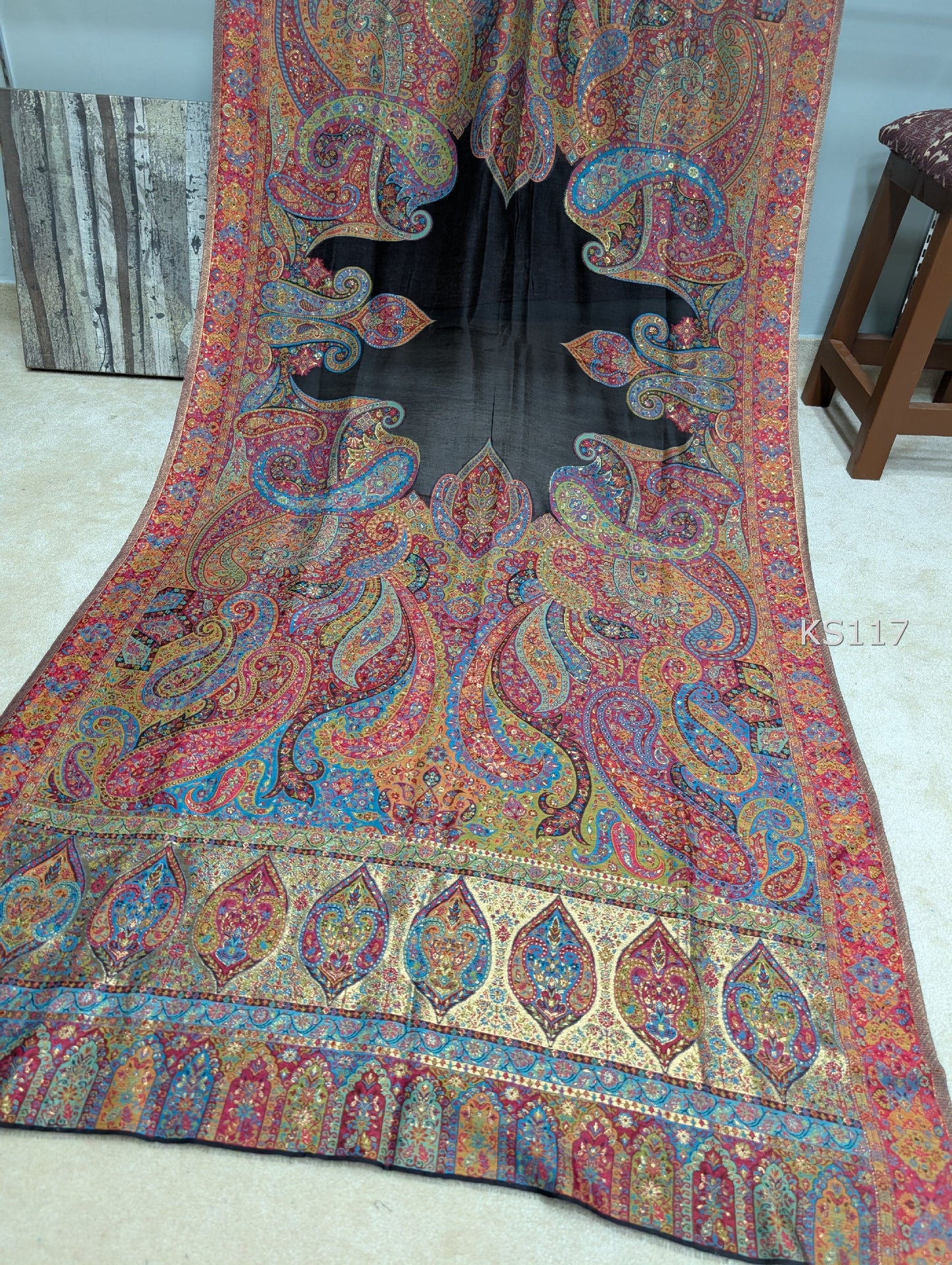 Luxury Kani Silk Shawl, Wedding Wrap Perfect Gift Made in Kashmir | KS117