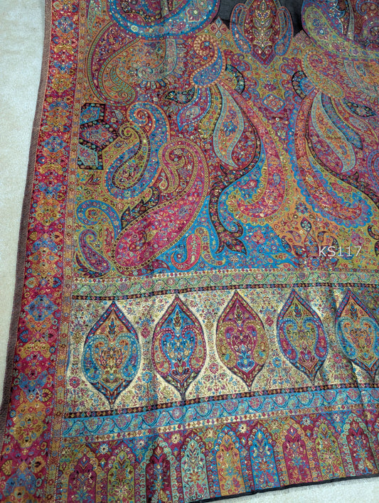 Luxury Kani Silk Shawl, Wedding Wrap Perfect Gift Made in Kashmir | KS117