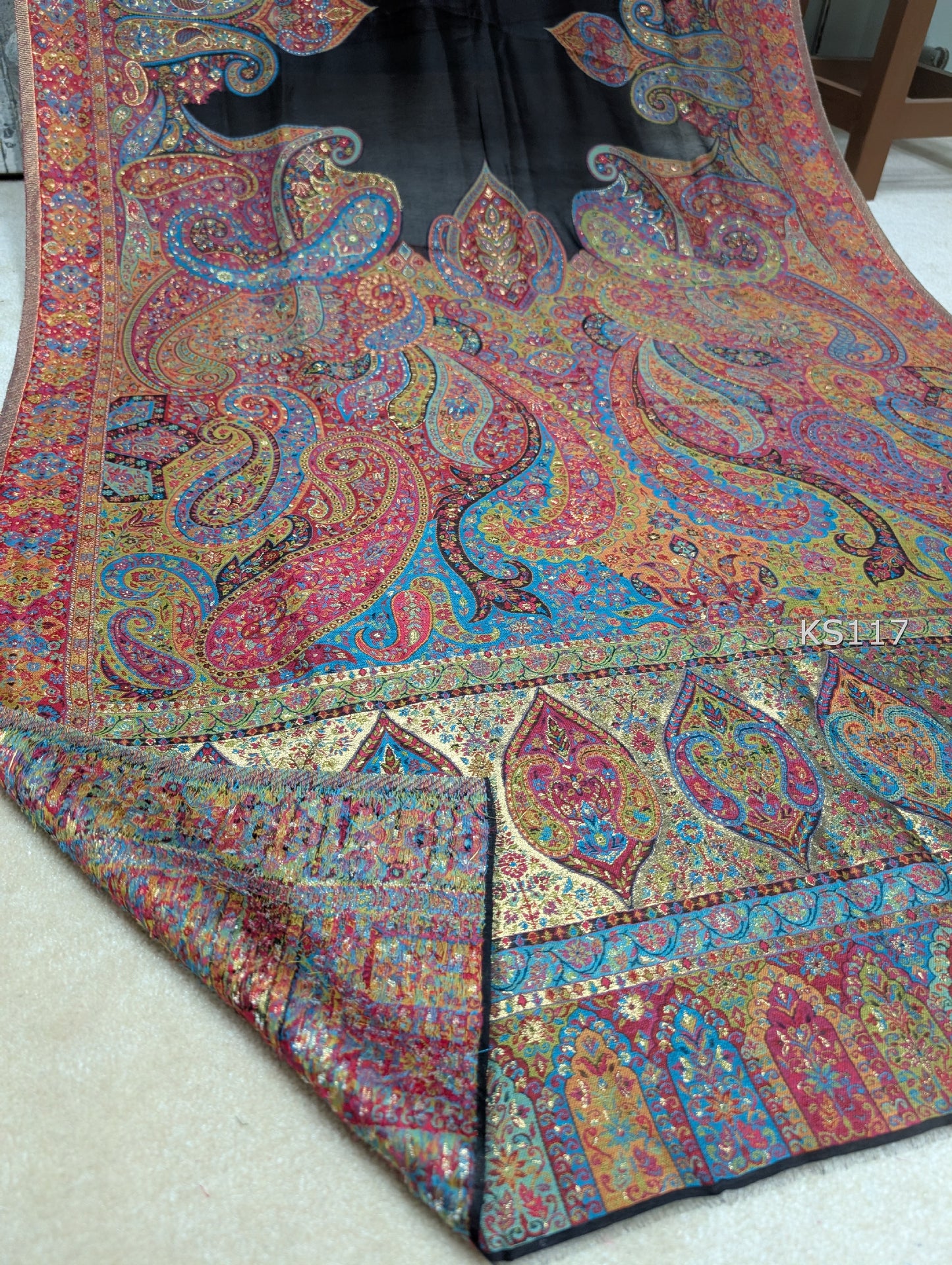 Luxury Kani Silk Shawl, Wedding Wrap Perfect Gift Made in Kashmir | KS117