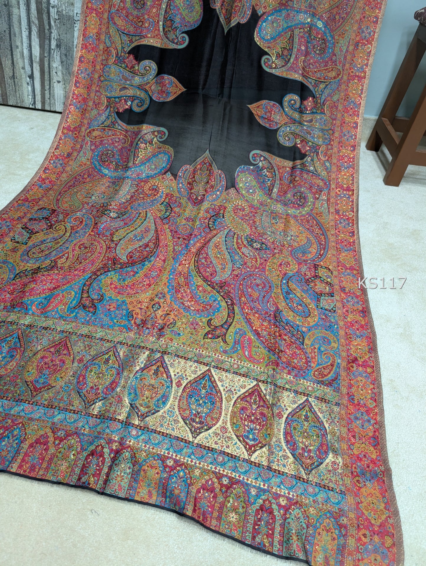 Luxury Kani Silk Shawl, Wedding Wrap Perfect Gift Made in Kashmir | KS117