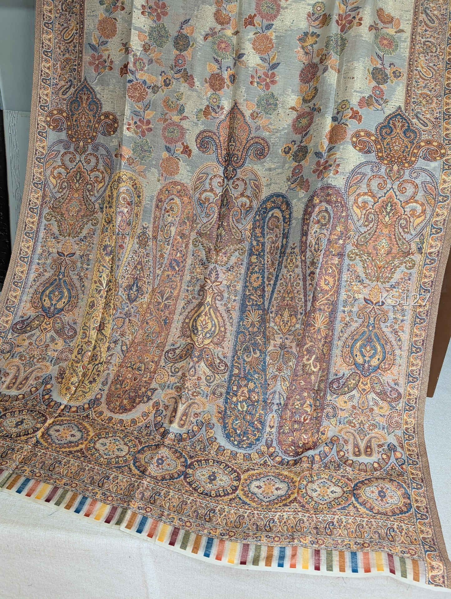 Luxury Kani Silk Shawl, Wedding Wrap Perfect Gift Made in Kashmir | KS127