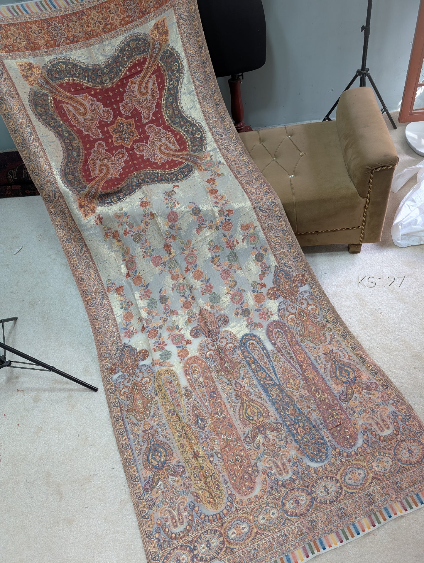 Luxury Kani Silk Shawl, Wedding Wrap Perfect Gift Made in Kashmir | KS127