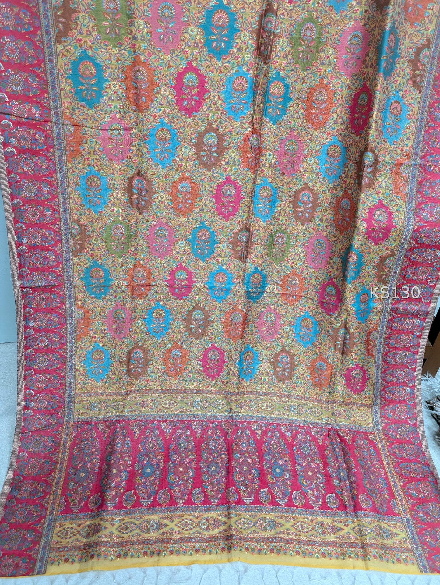 Luxury Kani Silk Shawl, Wedding Wrap Perfect Gift Made in Kashmir | KS130