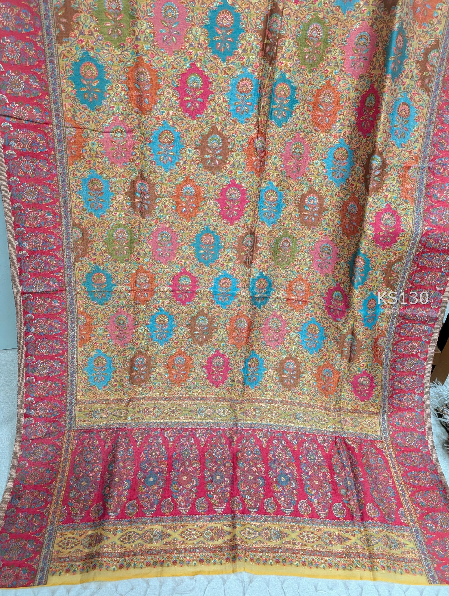 Luxury Kani Silk Shawl, Wedding Wrap Perfect Gift Made in Kashmir | KS130