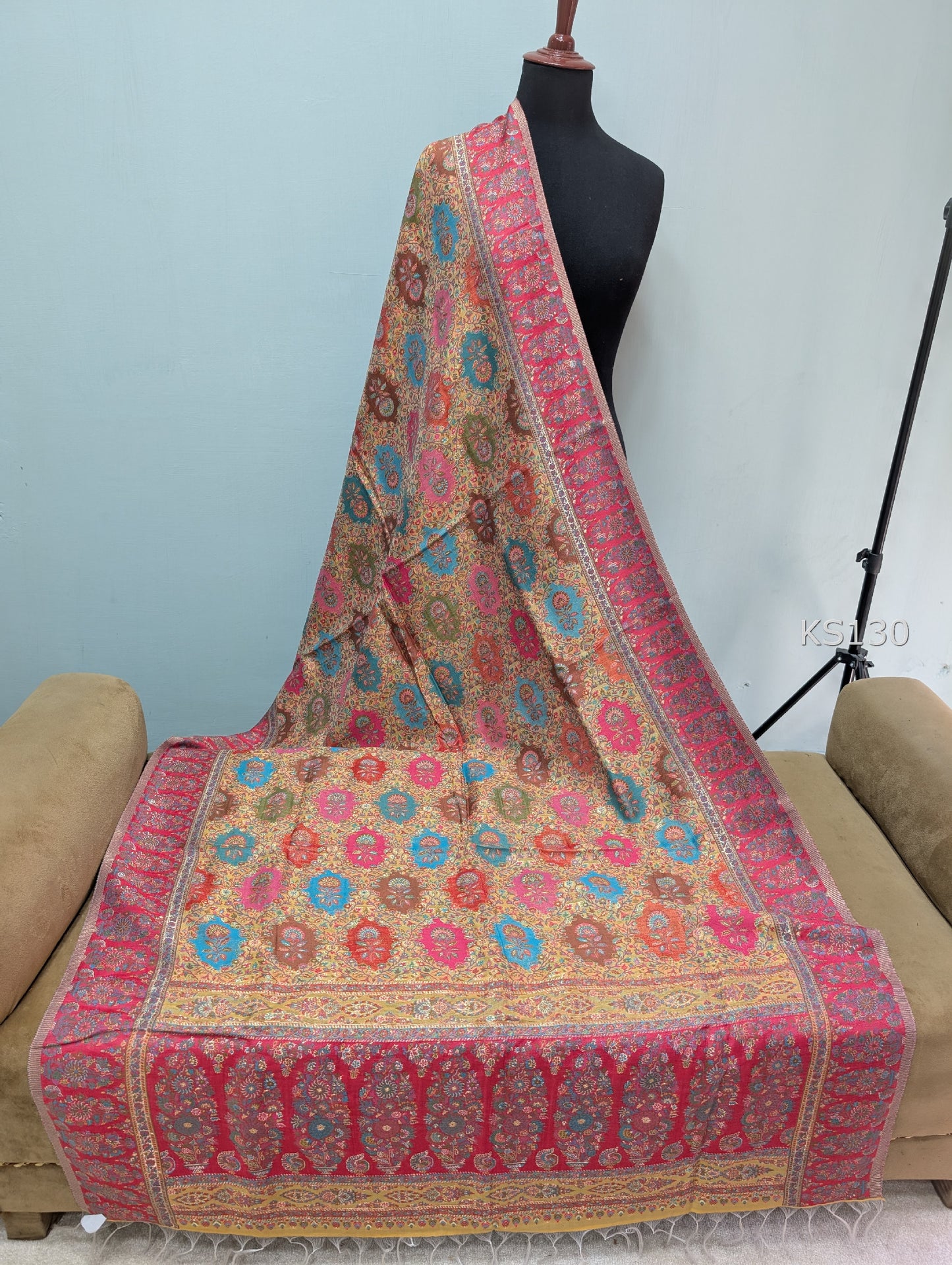 Luxury Kani Silk Shawl, Wedding Wrap Perfect Gift Made in Kashmir | KS130